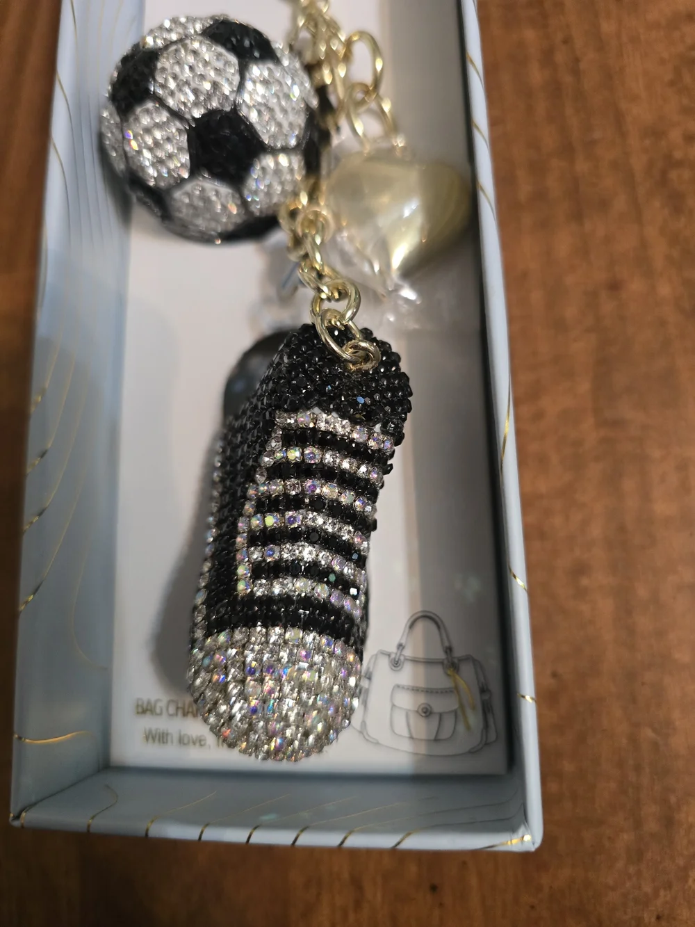 Eye Candy Los Angeles Black & Gold Soccer Sneaker Bag Charm